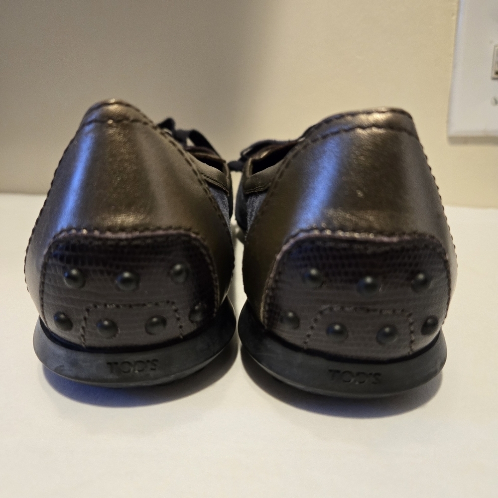 Tod's Leather And Suede Lace up Loafers Size 38 - Picture 5 of 9